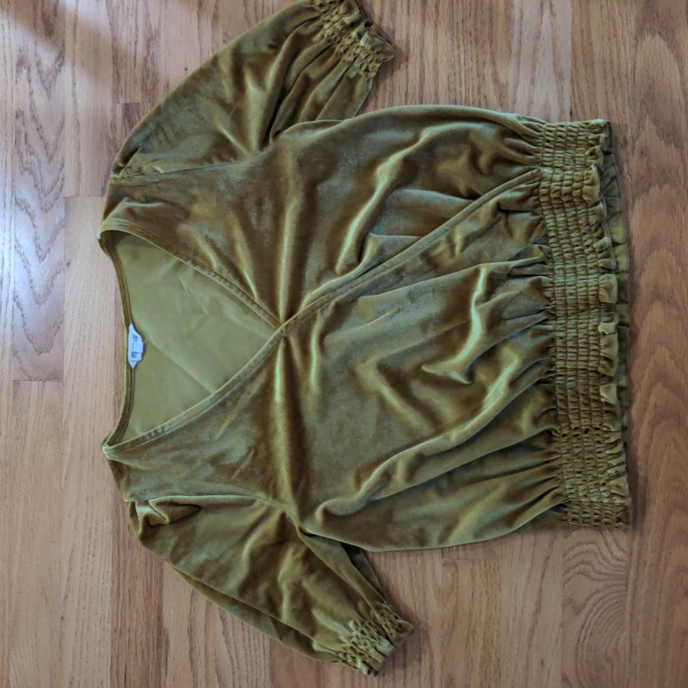 Madewell Gold Velvet Top